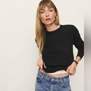 Reformation Black Dana Cashmere Crew Sweater
